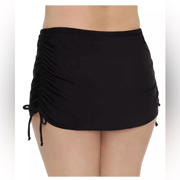 Freshwater Side-Tie Ruched Skirtini Womens Plus Sz 3X Black Swim Skirt NWT - Picture 2 of 15